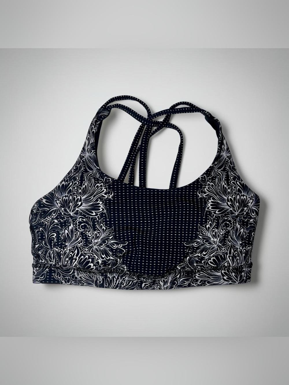 Lululemon Energy Sports Bra Alpine White Black Floral Size 10